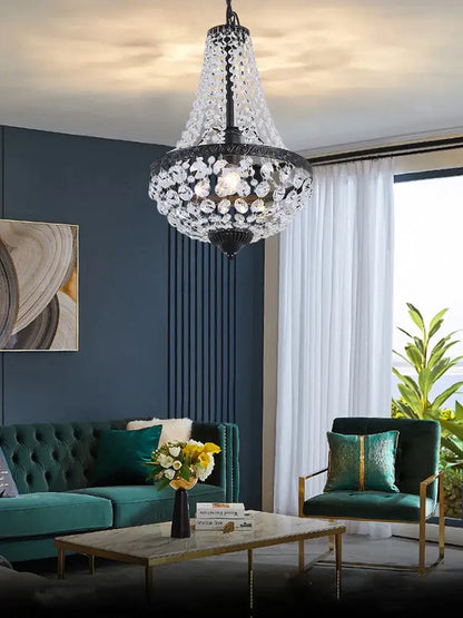 iron art crystal chandelier dining room black metal light
