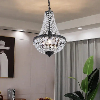 iron art crystal chandelier dining room black metal light