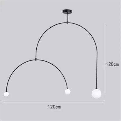 iron balance black three bulb chandelier living room light