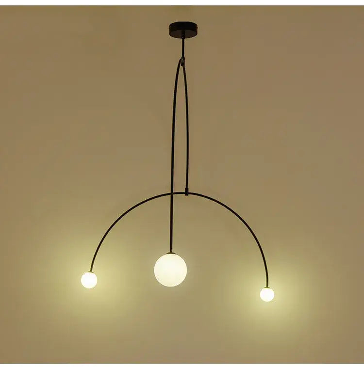 iron balance black three bulb chandelier living room light