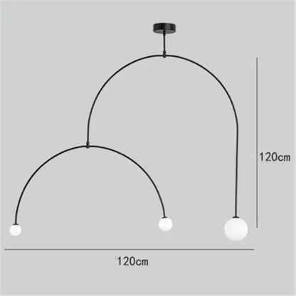 iron balance black three bulb chandelier living room light