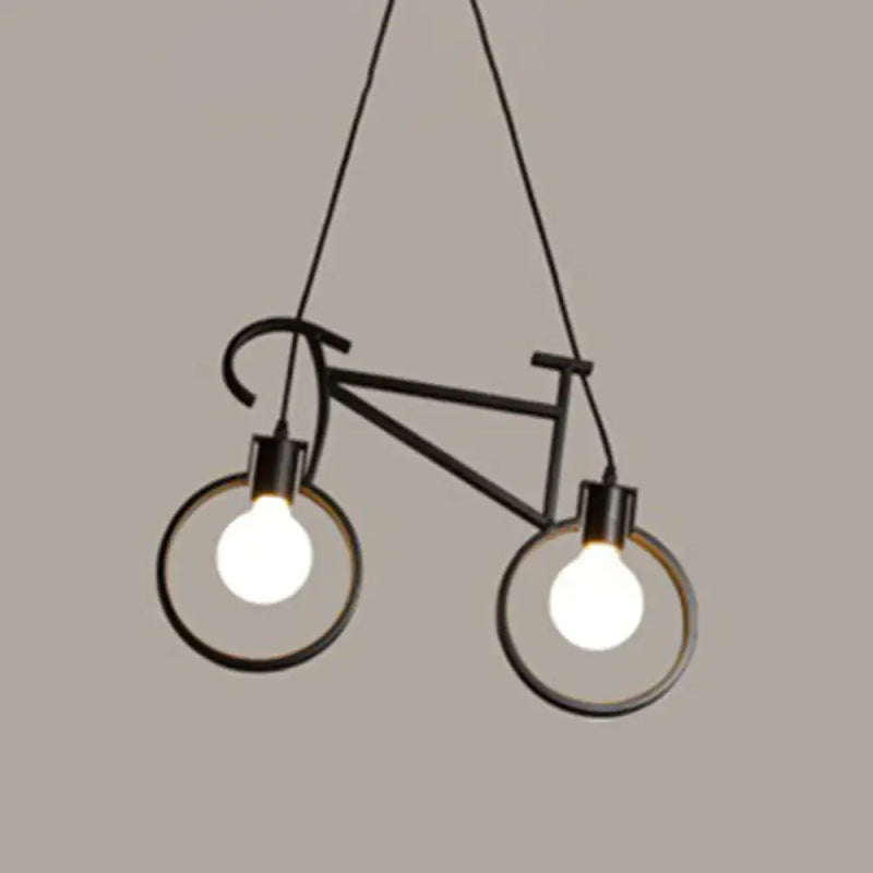 Vintage black iron bicycle chandelier dining room pendant light