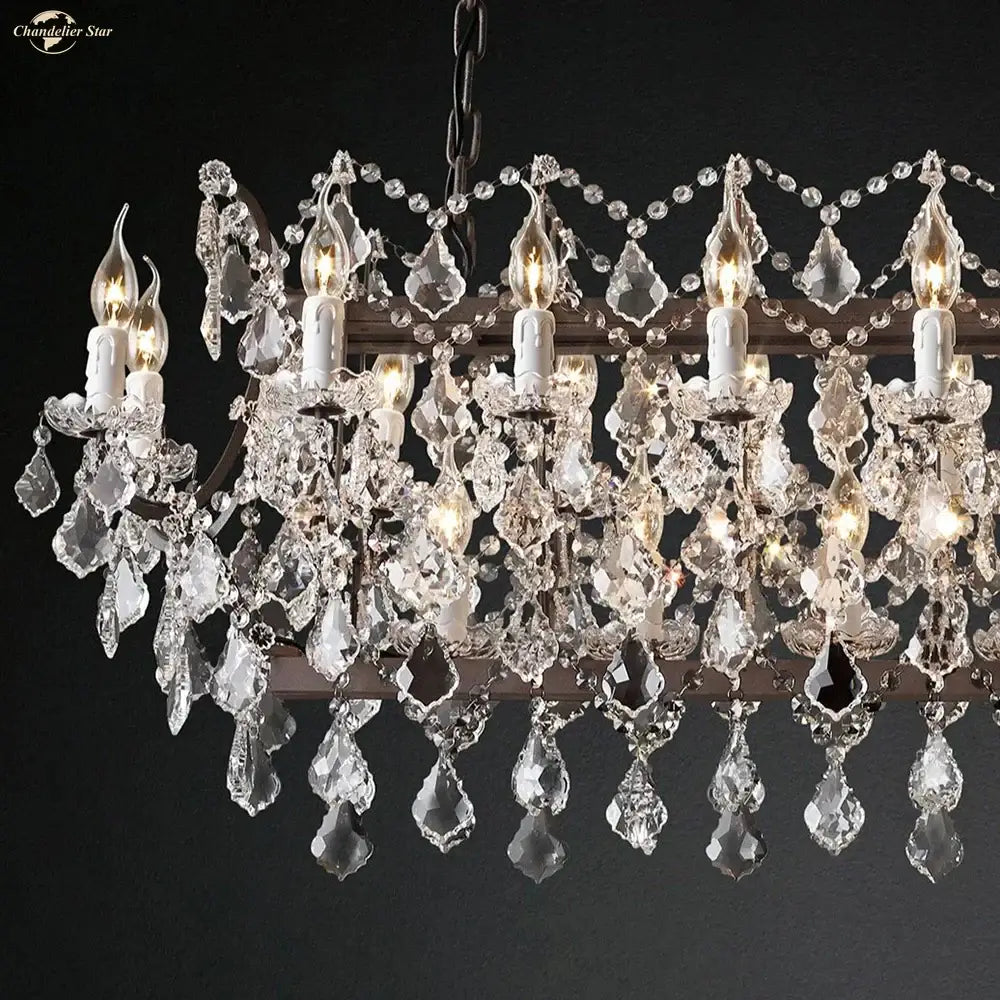 iron crystal led chandelier kitchen candle style light