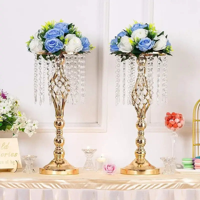 Elegant gold crystal iron flower racks for dining room centerpieces