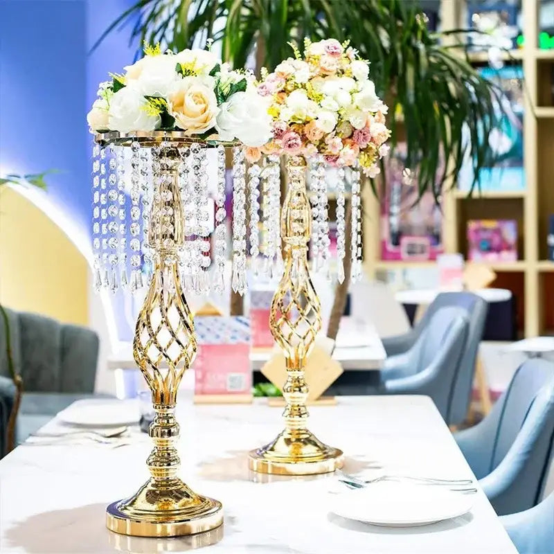Elegant gold crystal iron flower racks for dining room centerpieces