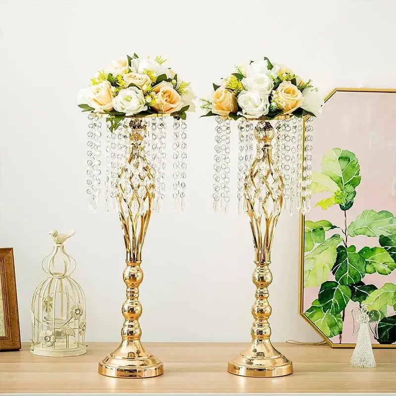 Elegant gold crystal iron flower racks for dining room centerpieces