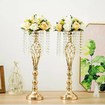 Elegant gold crystal iron flower racks for dining room centerpieces