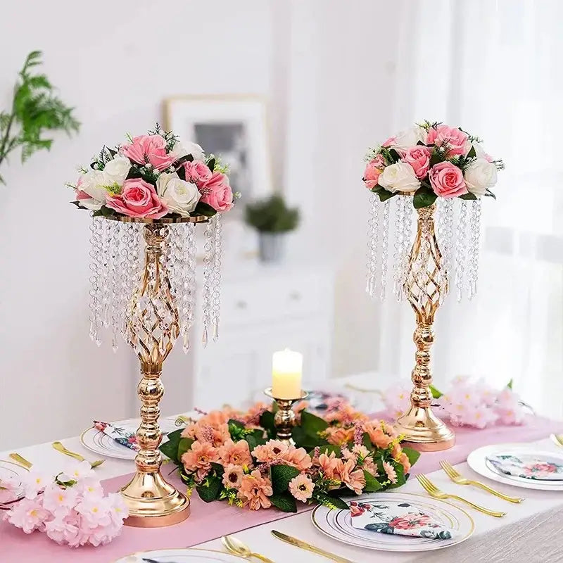 Elegant gold crystal iron flower racks for dining room centerpieces