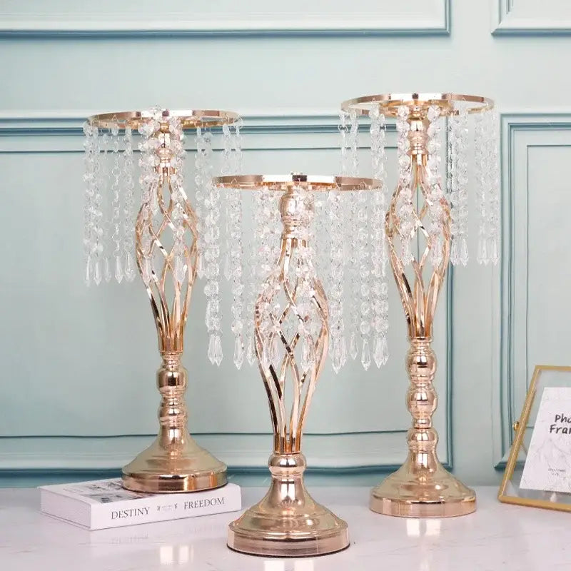 Elegant gold crystal iron flower racks for dining room centerpieces