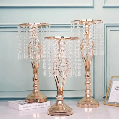 Elegant gold crystal iron flower racks for dining room centerpieces