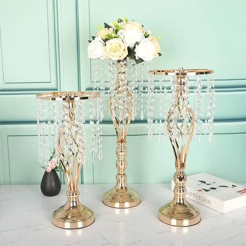 Elegant gold crystal iron flower racks for dining room centerpieces