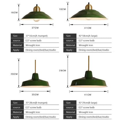 iron industrial green enamel chandelier dining room light