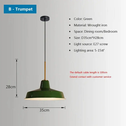 iron industrial green enamel chandelier dining room light