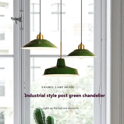 iron industrial green enamel chandelier dining room light