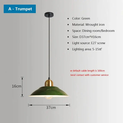 iron industrial green enamel chandelier dining room light