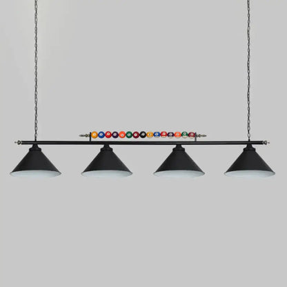Industrial red iron linear island ceiling light billiard room pool ball