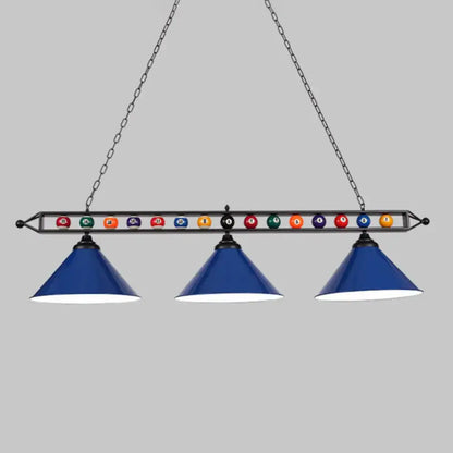 Industrial red iron linear island ceiling light billiard room pool ball