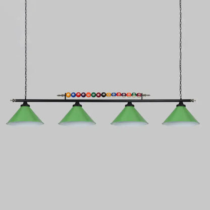 Industrial red iron linear island ceiling light billiard room pool ball