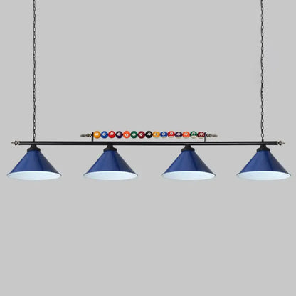 Industrial red iron linear island ceiling light billiard room pool ball