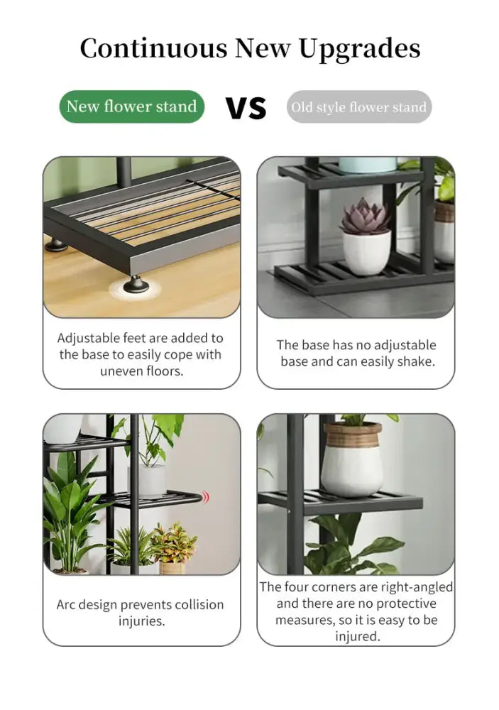 Modern black & white tiered iron plant stand living room shelves