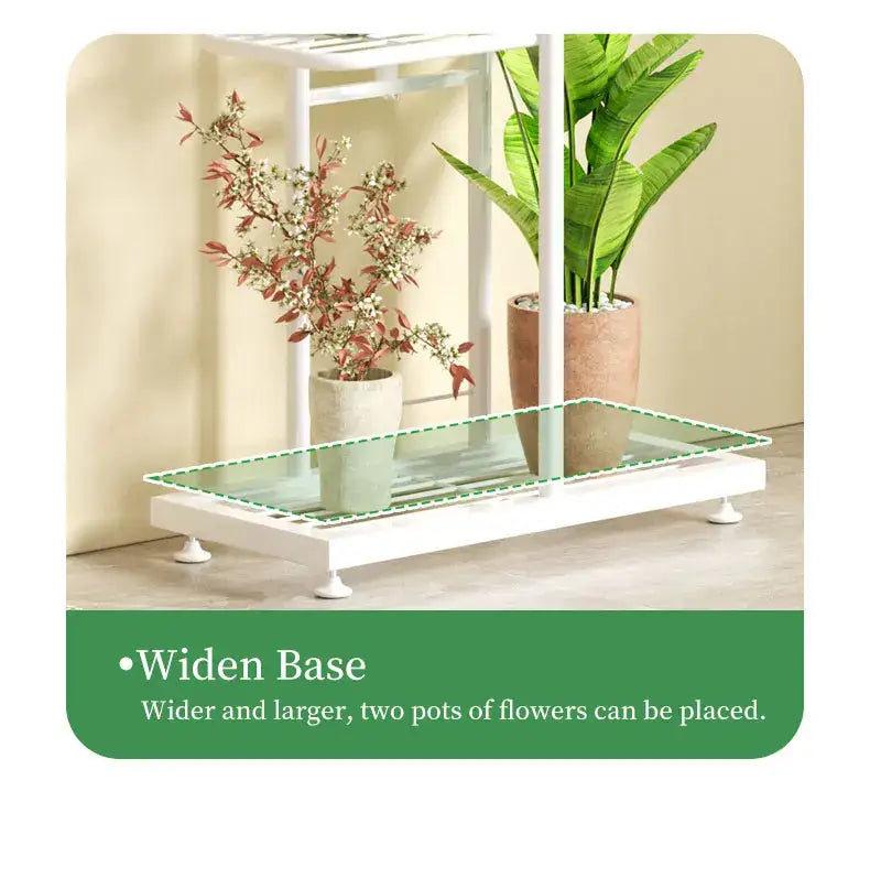 Modern black & white tiered iron plant stand living room shelves