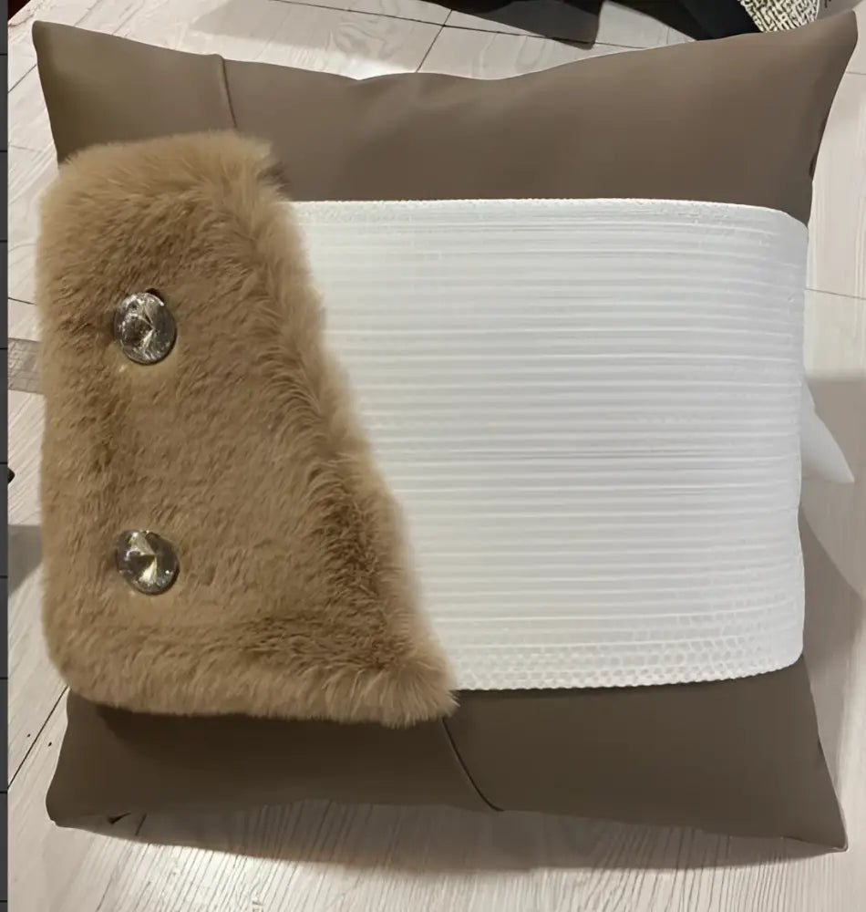 italian luxury brown leather pillowcase living room cover