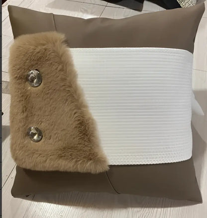 italian luxury brown leather pillowcase living room cover