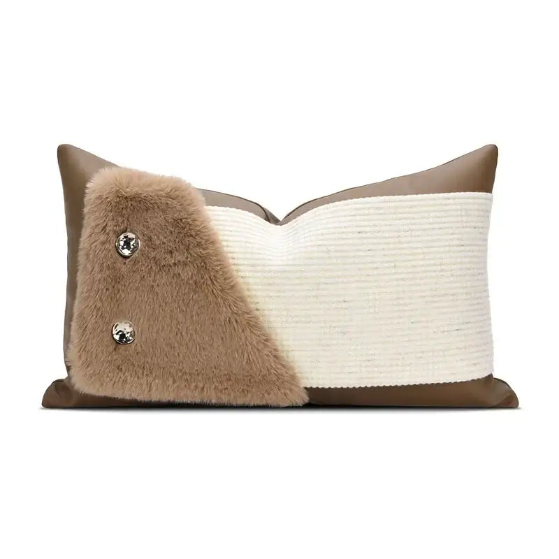 italian luxury brown leather pillowcase living room cover