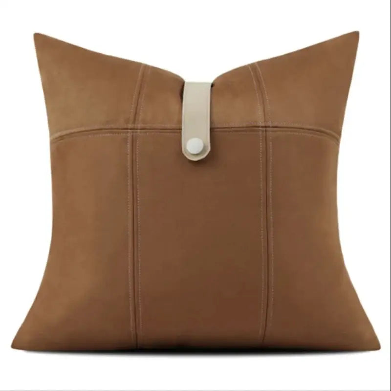 italian luxury brown leather pillowcase living room cover