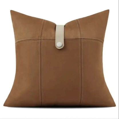 italian luxury brown leather pillowcase living room cover