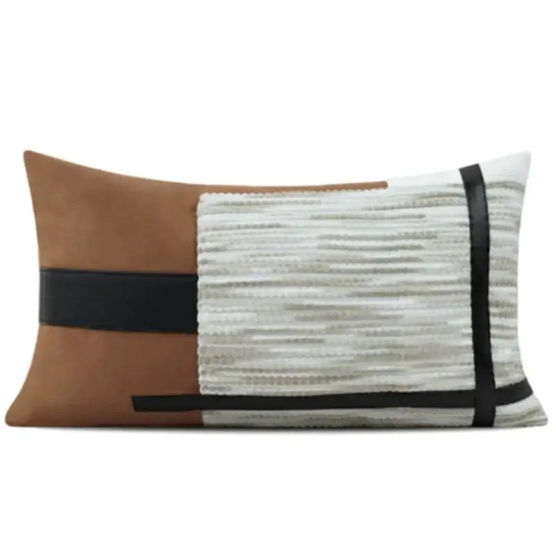italian luxury brown leather pillowcase living room cover