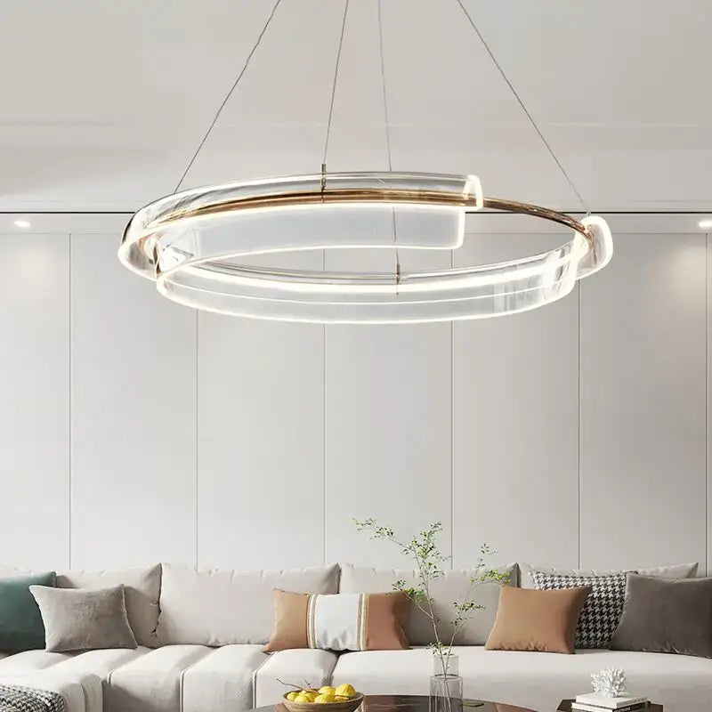 italian minimalist gold double ring chandelier living room