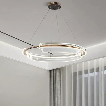 italian minimalist gold double ring chandelier living room