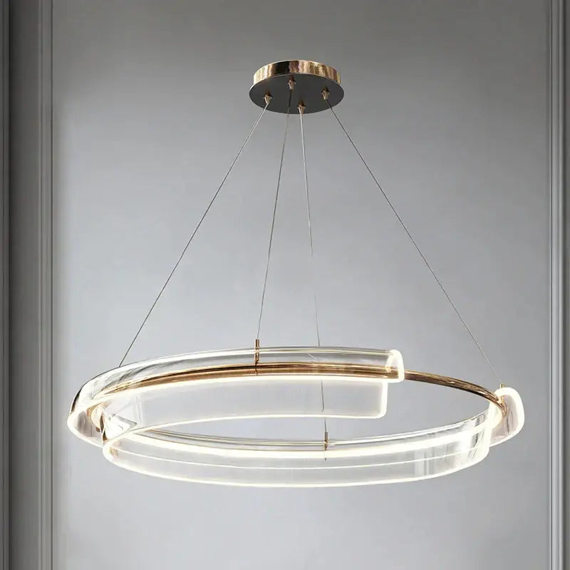 italian minimalist gold double ring chandelier living room