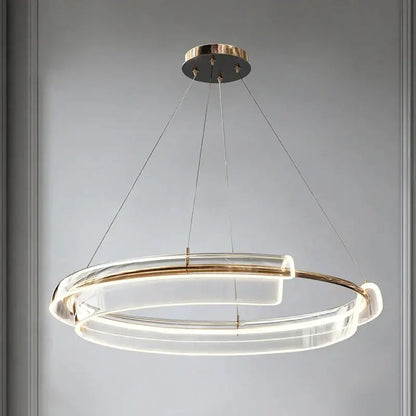 italian minimalist gold double ring chandelier living room