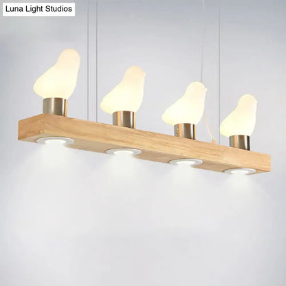 Modern ivory glass bird island pendant lighting kitchen wood fixture