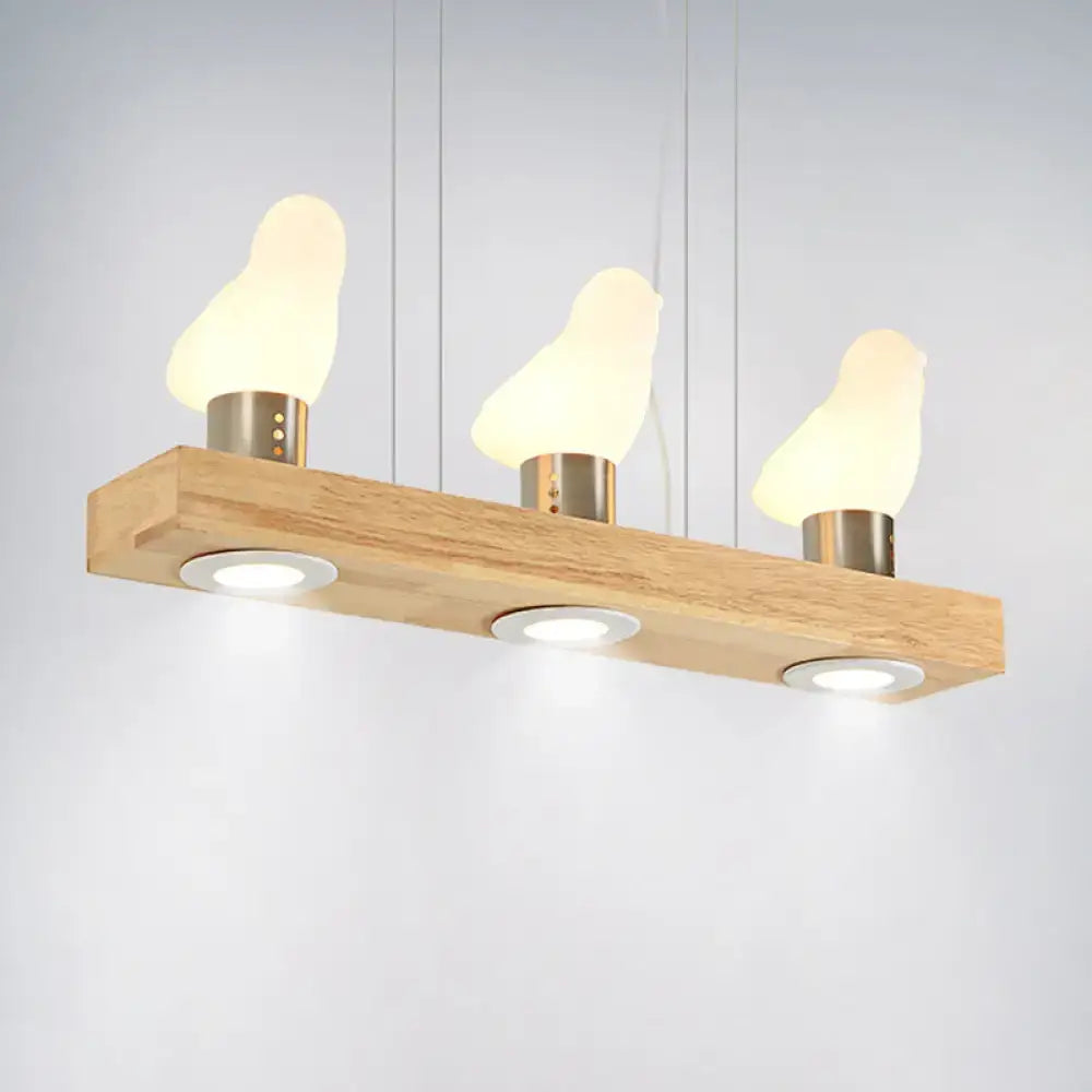 Modern ivory glass bird island pendant lighting kitchen wood fixture