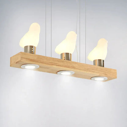 Modern ivory glass bird island pendant lighting kitchen wood fixture