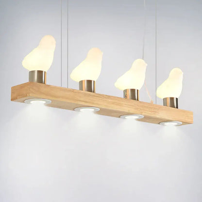 Modern ivory glass bird island pendant lighting kitchen wood fixture