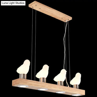 Modern ivory glass bird island pendant lighting kitchen wood fixture