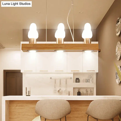 Modern ivory glass bird island pendant lighting kitchen wood fixture
