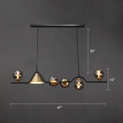 Modern black & gold glass island pendant light kitchen fixture
