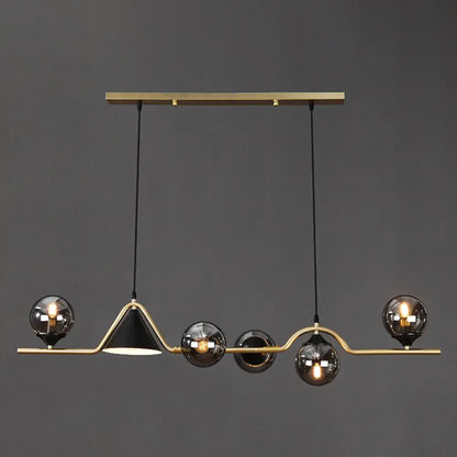Modern black & gold glass island pendant light kitchen fixture