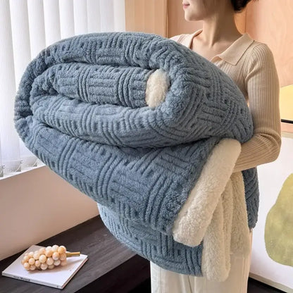 ™ Jacquard Lamb Wool Double-Layer Blanket for Cozy Comfort & Style