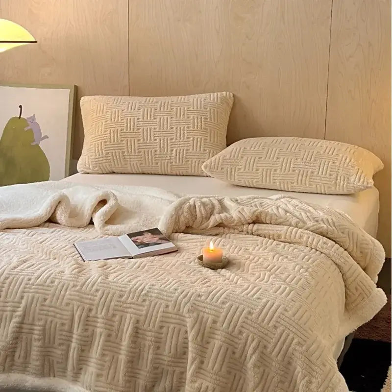 ™ Jacquard Lamb Wool Double-Layer Blanket for Cozy Comfort & Style