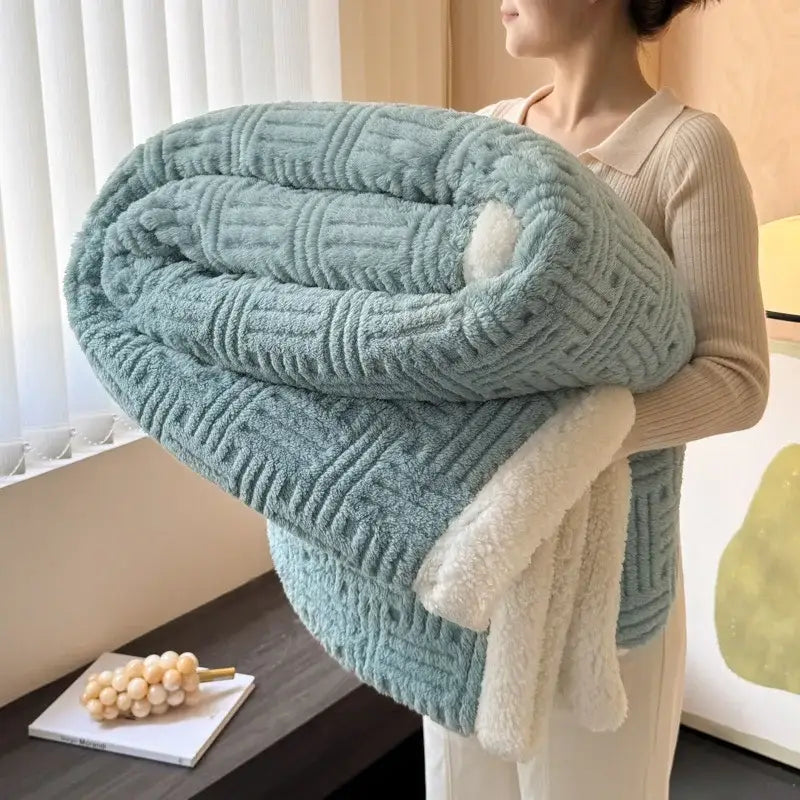 ™ Jacquard Lamb Wool Double-Layer Blanket for Cozy Comfort & Style