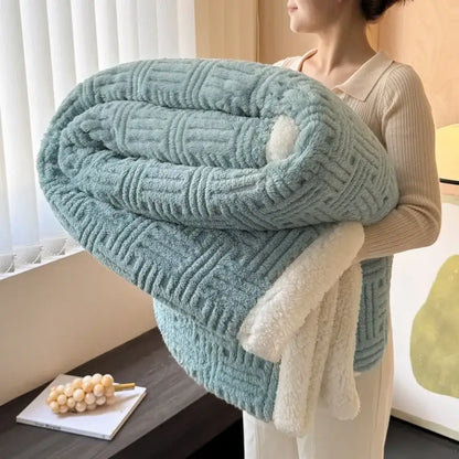 ™ Jacquard Lamb Wool Double-Layer Blanket for Cozy Comfort & Style