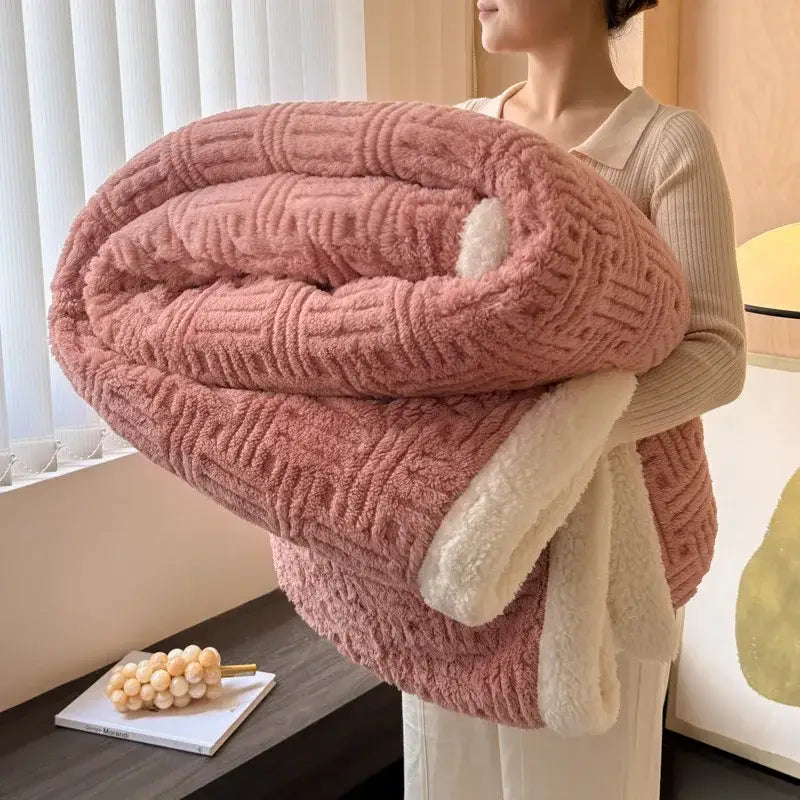 ™ Jacquard Lamb Wool Double-Layer Blanket for Cozy Comfort & Style