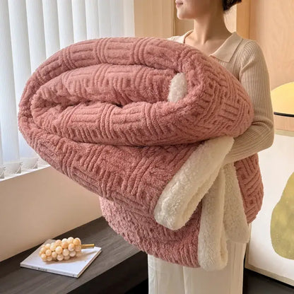 ™ Jacquard Lamb Wool Double-Layer Blanket for Cozy Comfort & Style