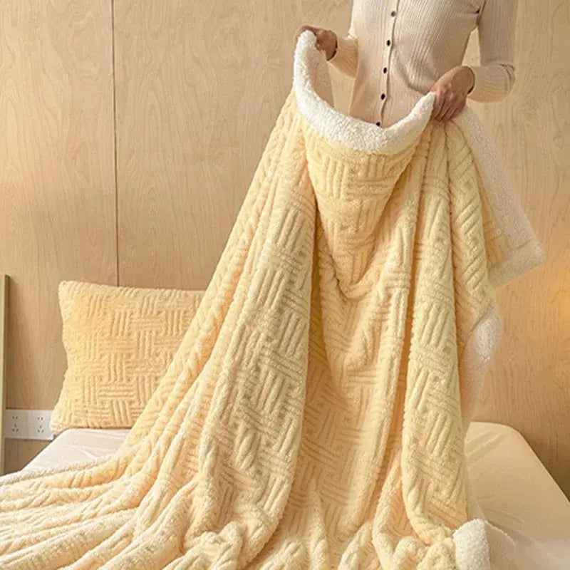 ™ Jacquard Lamb Wool Double-Layer Blanket for Cozy Comfort & Style